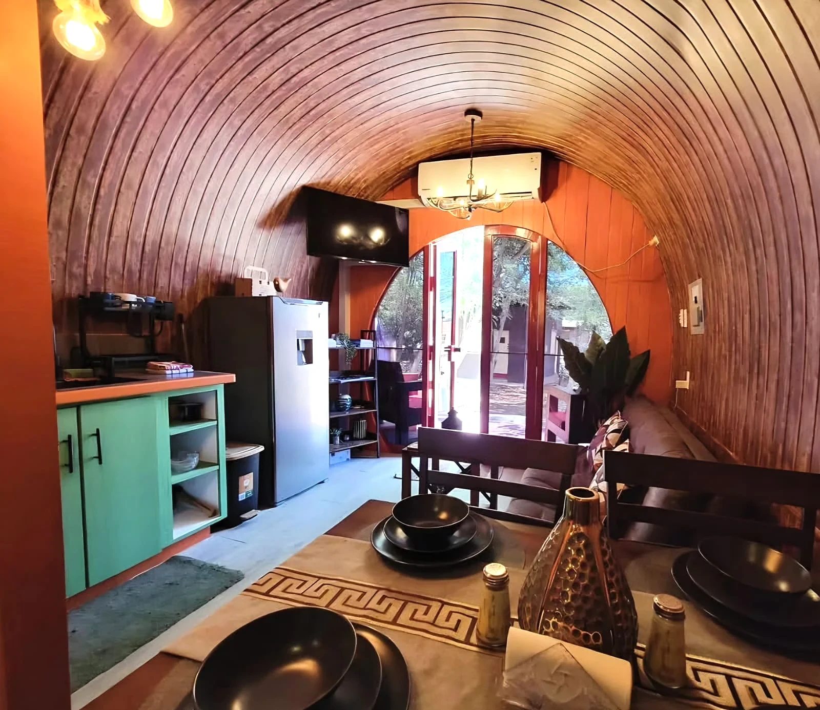 Cosy lounge area inside the Glampedd pod