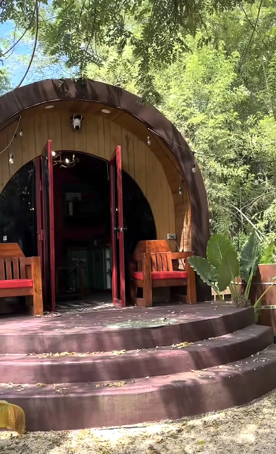 Open doorway welcoming guests into the Glampedd pod